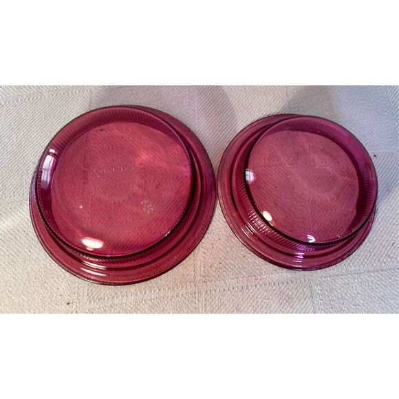 2 Vintage PYREX Cranberry VISIONS Ribbed Casserole Dish 1Qt (V31B) & 24 Oz(V30B) - Picture 16 of 16